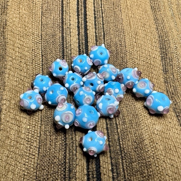 Vibrant Blue and Pink Glass Flower Art - Picture 2 of 3